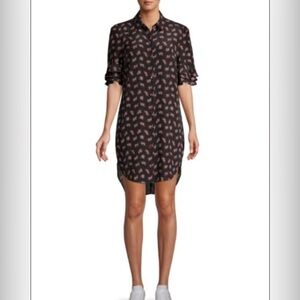 Frame Printed Ruffled High-Low Silk Shirtdress size large